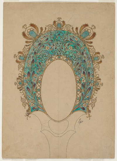 ハンドミラーのデザイン、c。 1900-1902。 作： Felix Bracquemond