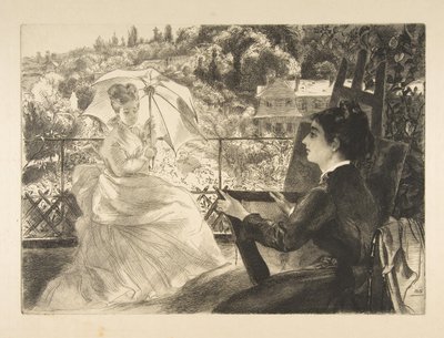 白い別荘のテラス、1876。 作： Felix Bracquemond
