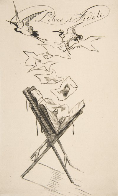 自由で忠実、1878年。 作： Felix Bracquemond