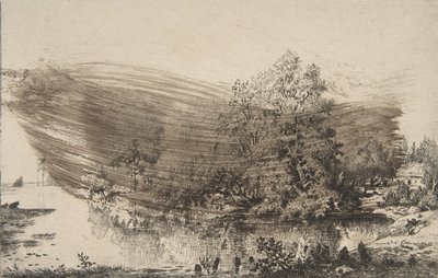 オワーズ川岸の農家、1868年。 作： Felix Bracquemond