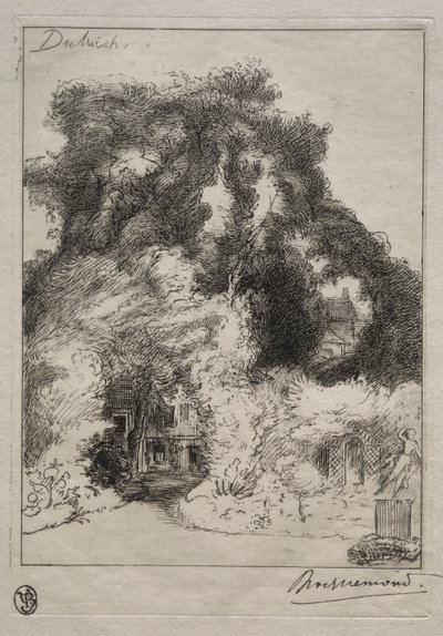 ダルウィッチにあるインの庭c。 1870。 作： Felix Bracquemond