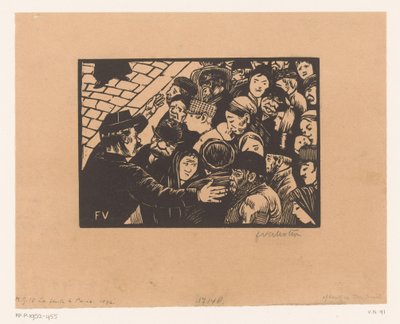 警官が群衆を止める ラ フール ア パリ 作： Felix Edouard Vallotton