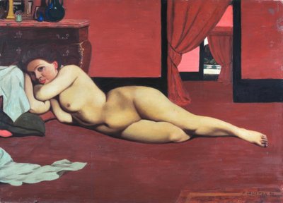 赤いサロンのヌード 作： Felix Edouard Vallotton