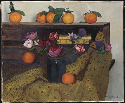アネモネとオレンジ、1924 作： Felix Edouard Vallotton