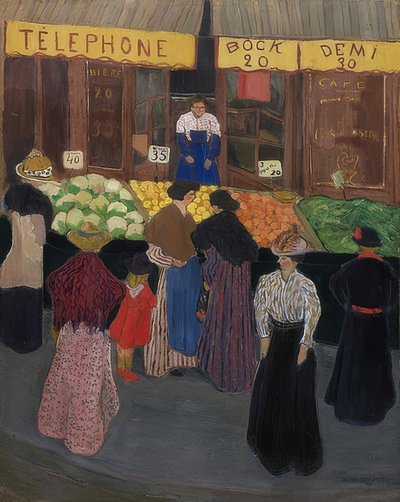 市場（オーマルシェ）。 1895年頃 作： Felix Edouard Vallotton
