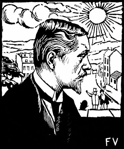 自画像。 Felix Edouard Vallotton (1865-1925) による木版画、1890 年頃。 個人蔵。 作： Felix Edouard Vallotton
