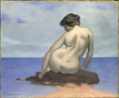 岩の上に座る入浴者、1910 年。 作： Felix Edouard Vallotton