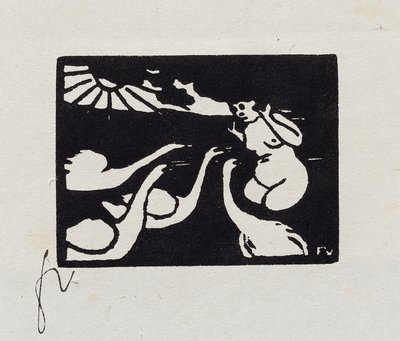 白鳥と水浴びをする人、「Les Petites Baigneuses」のX、1893 作： Felix Edouard Vallotton