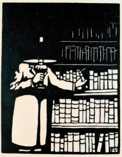 彼の図書館でランプと本の恋人 作： Felix Edouard Vallotton