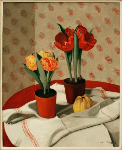 赤と黄色のチューリップの2つの瓶 作： Felix Edouard Vallotton