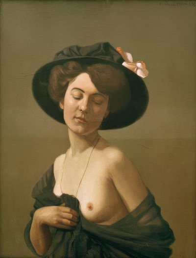 黒いスカーフ、黒い帽子で覆われた女性 作： Felix Edouard Vallotton