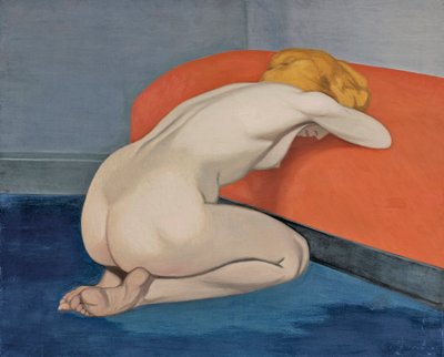 "Femme nue agenouillee devant un canape rouge" 赤いソファの前で跪く裸の女性 par Vallotton, Felix Edouard (1865-1925) 作： Felix Edouard Vallotton