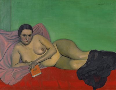 本を持っている裸の女性、1924年。 作： Felix Edouard Vallotton