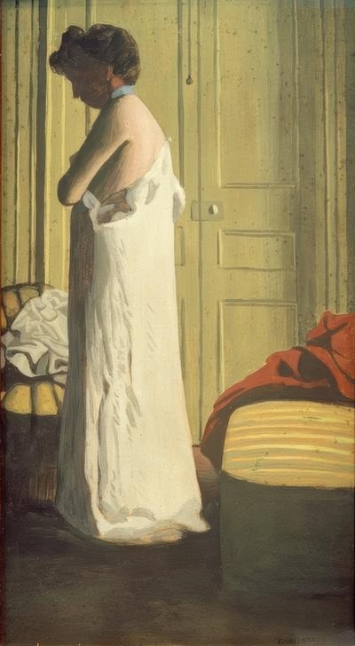彼女のシャツを脱いでいる女性 作： Felix Edouard Vallotton