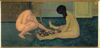 チェッカーを演奏する裸の女性 作： Felix Edouard Vallotton
