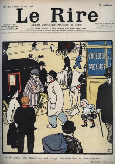 おい！コーチ！ 1898年6月23日のフェリックスヴァロットン作の新聞「”ルリール”」の表紙 作： Felix Edouard Vallotton