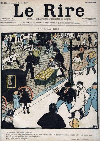 通り-1898年1月6日、フェリックスヴァロットンが描いた新聞「Le Rire」の表紙 作： Felix Edouard Vallotton
