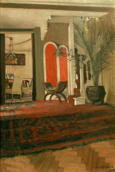 インテリア、階段付きのリビングルーム、foのダイニングルーム 作： Felix Edouard Vallotton