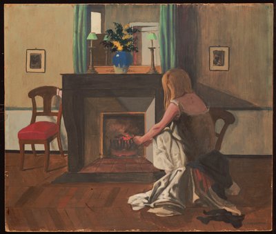 1899年のナイトガウンの女性とのインテリア 作： Felix Edouard Vallotton