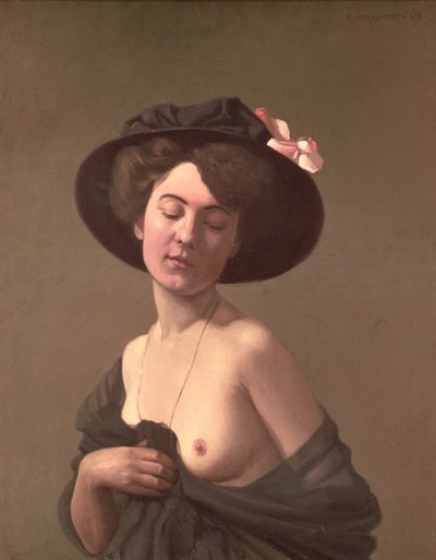 帽子をかぶった女性、1908年 作： Felix Edouard Vallotton