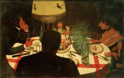 ディナー、ランプ効果 作： Felix Edouard Vallotton