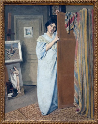ドレスを着たヴァロットン夫人フェリックス・ヴァロットン（1865-1925）による絵画、油彩、キャンバス 作： Felix Edouard Vallotton
