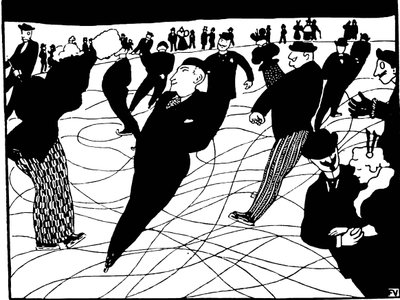 アイススケーター。 絵画 フェリックス・エドゥアール・ヴァロットン (1865-1925) 作： Felix Edouard Vallotton