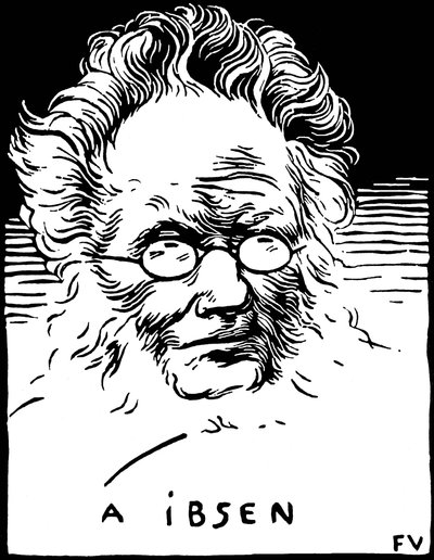 Henrik (Henri) Johan Ibsen (1828-1906)、ノルウェーの劇作家の肖像。 Felix Edouard Vallotton (1865-1925) による彫刻 作： Felix Edouard Vallotton