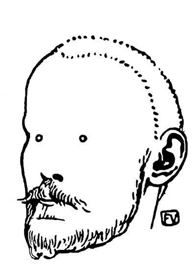 ジュール ルナール (1864-1910) の肖像画。 Felix Edouard Vallotton (1865-1925) による彫刻 作： Felix Edouard Vallotton
