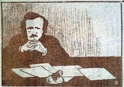 エドガー・アラン・ポーの肖像 - Félix Vallottonによるエングレーヴィング、1900年頃 作： Felix Edouard Vallotton