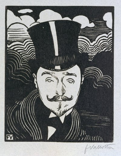 Romain Coolus（1865-1952）の肖像（木版画） 作： Felix Edouard Vallotton