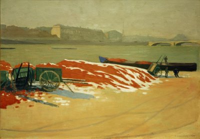 赤い砂でセーヌ川の堤防 作： Felix Edouard Vallotton