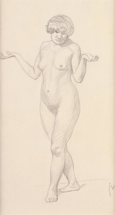 正面を向いて立っている裸体 作： Felix Edouard Vallotton
