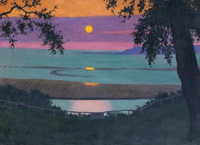 恵みの夕日、オレンジと紫の空、1918年。 作： Felix Edouard Vallotton