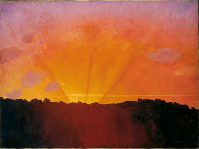 夕焼け、オレンジ色の空、1910 年。 作： Felix Edouard Vallotton