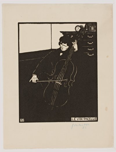 「チェロ、シリーズ「楽器」から、1896-97 作： Felix Edouard Vallotton