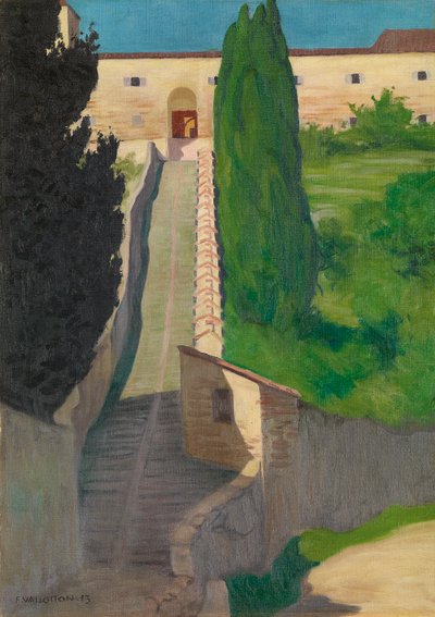 1913年、ペルージャ、サンマルコ修道院の階段 作： Felix Edouard Vallotton