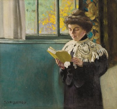 窓辺で読書する女性、1904年頃 作： Felix Edouard Vallotton