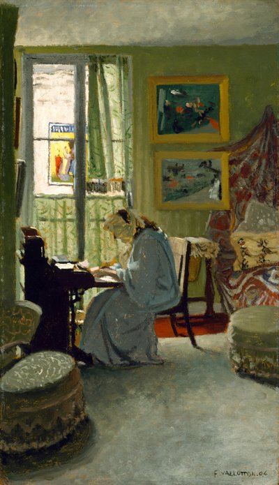 インテリアで書く女性、1904 作： Felix Edouard Vallotton