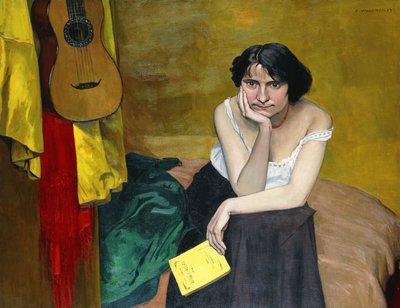 女性とギター;女性とギター、1913 作： Felix Edouard Vallotton