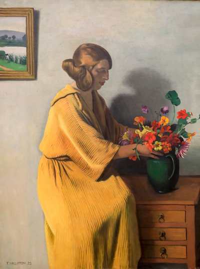 花束を持つ女性 作： Felix Edouard Vallotton