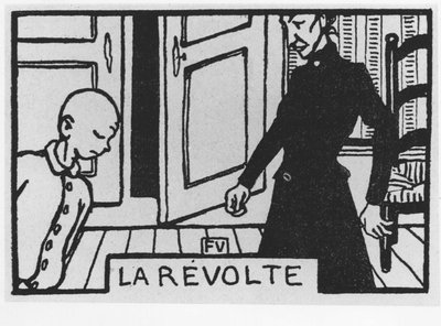 Carrot Head (Poil de Carotte)のイラストです。"la revolte "ジュール・ルナール著、i、ed.フラマリオン社（イラスト 作： Felix Edouard Vallotton