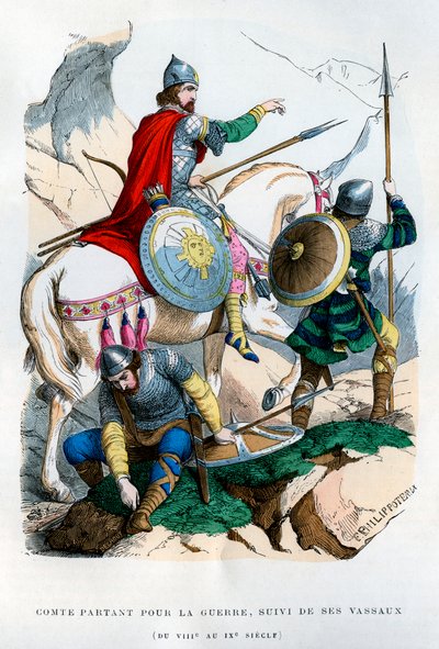 1882〜1884年の第9世紀から第9世紀に戦争に向かうフランク派の伯爵 作： Felix Henri Emmanuel Philippoteaux