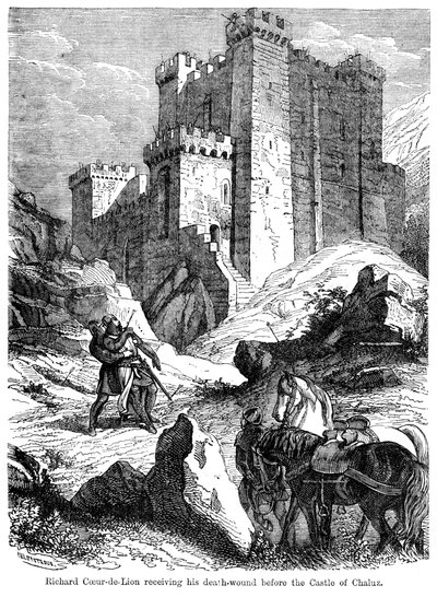 リチャード1世1157-1199は19世紀、チャルス城の前で死傷を負った。 作： Felix Henri Emmanuel Philippoteaux