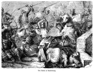 フランス、タイユブールの戦い、1242年。 作： Felix Henri Emmanuel Philippoteaux