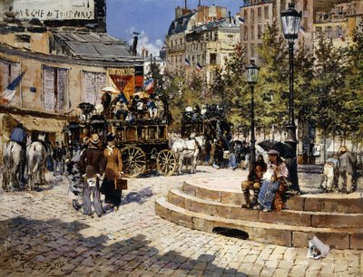 忙しいパリ広場、1878 作： Felix Hilaire Buhot