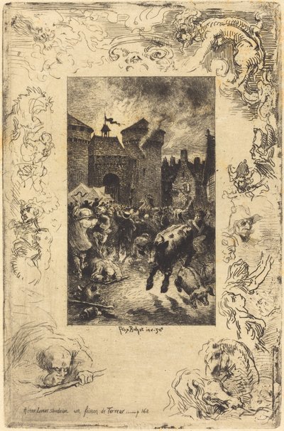 A cette lueur soudaine... 突然の光の輝きの中で..., 1878. 作： Felix Hilaire Buhot