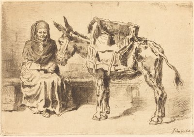 Cacoletière Assise (座っている女性とお尻) 作： Felix Hilaire Buhot