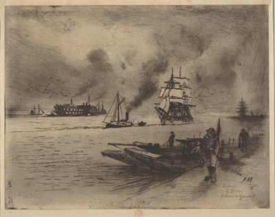 グレイブセンド周辺、1883 年。 作： Felix Hilaire Buhot