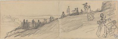 海を見下ろす丘の上にいる人物。 作： Felix Hilaire Buhot